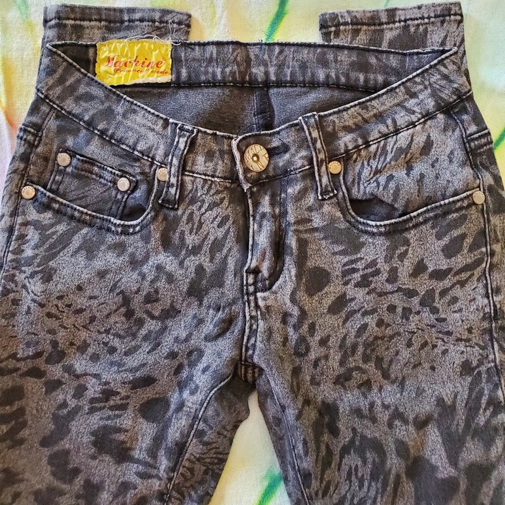 Machine Jeans Grey and Black Leopard Print
